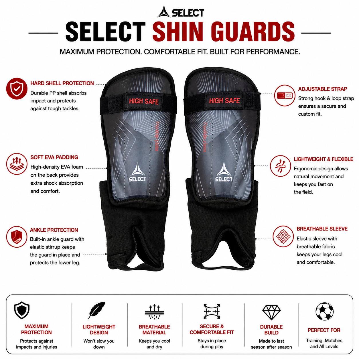 SELECT HIGH SAFE SHIN GUARDS